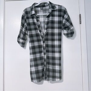 Amang ny Black and White Casual Button Down Shirt